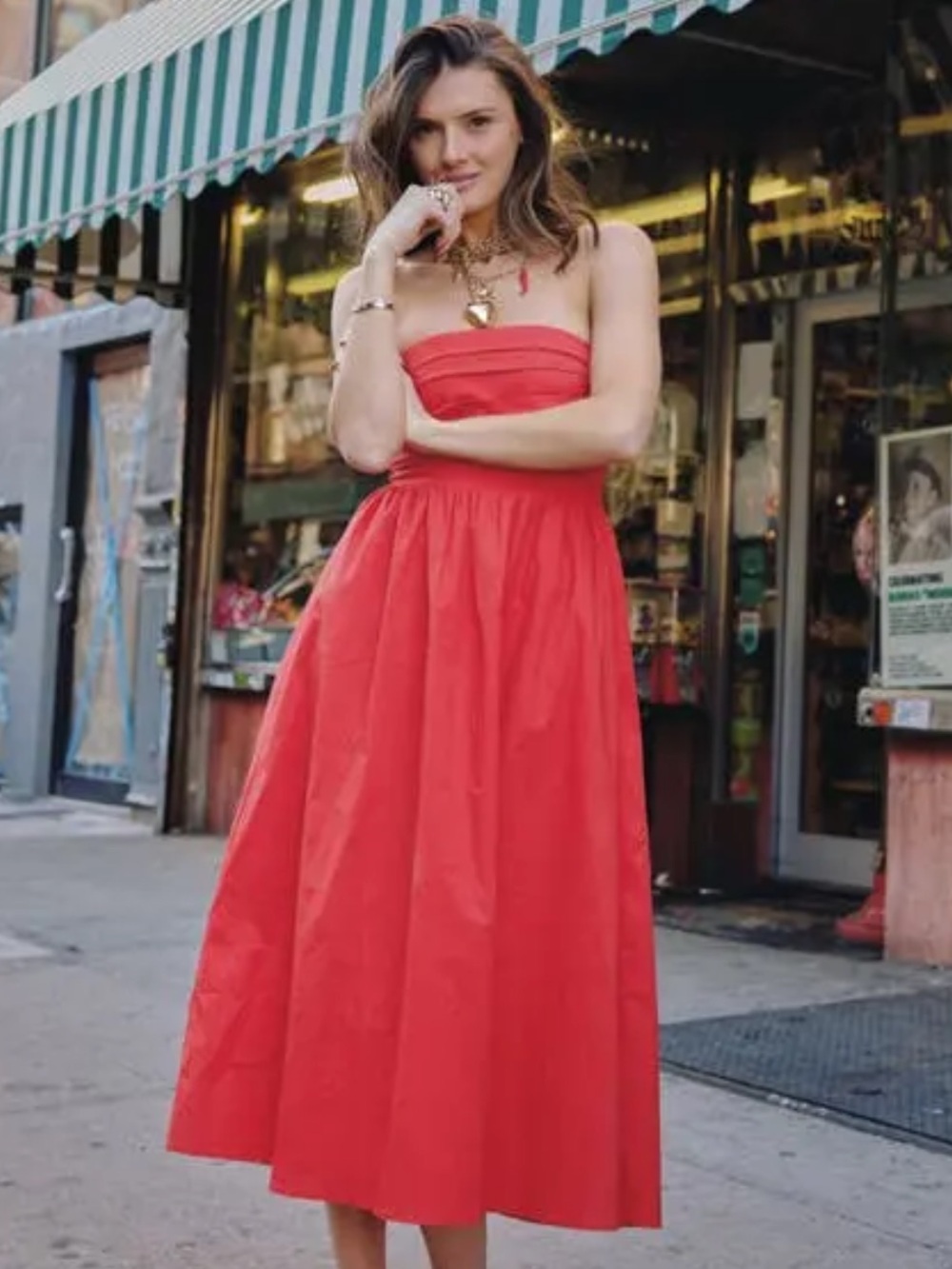 x Styled by COCO! Sammie Pleat Strapless Stretch Cotton Sundress